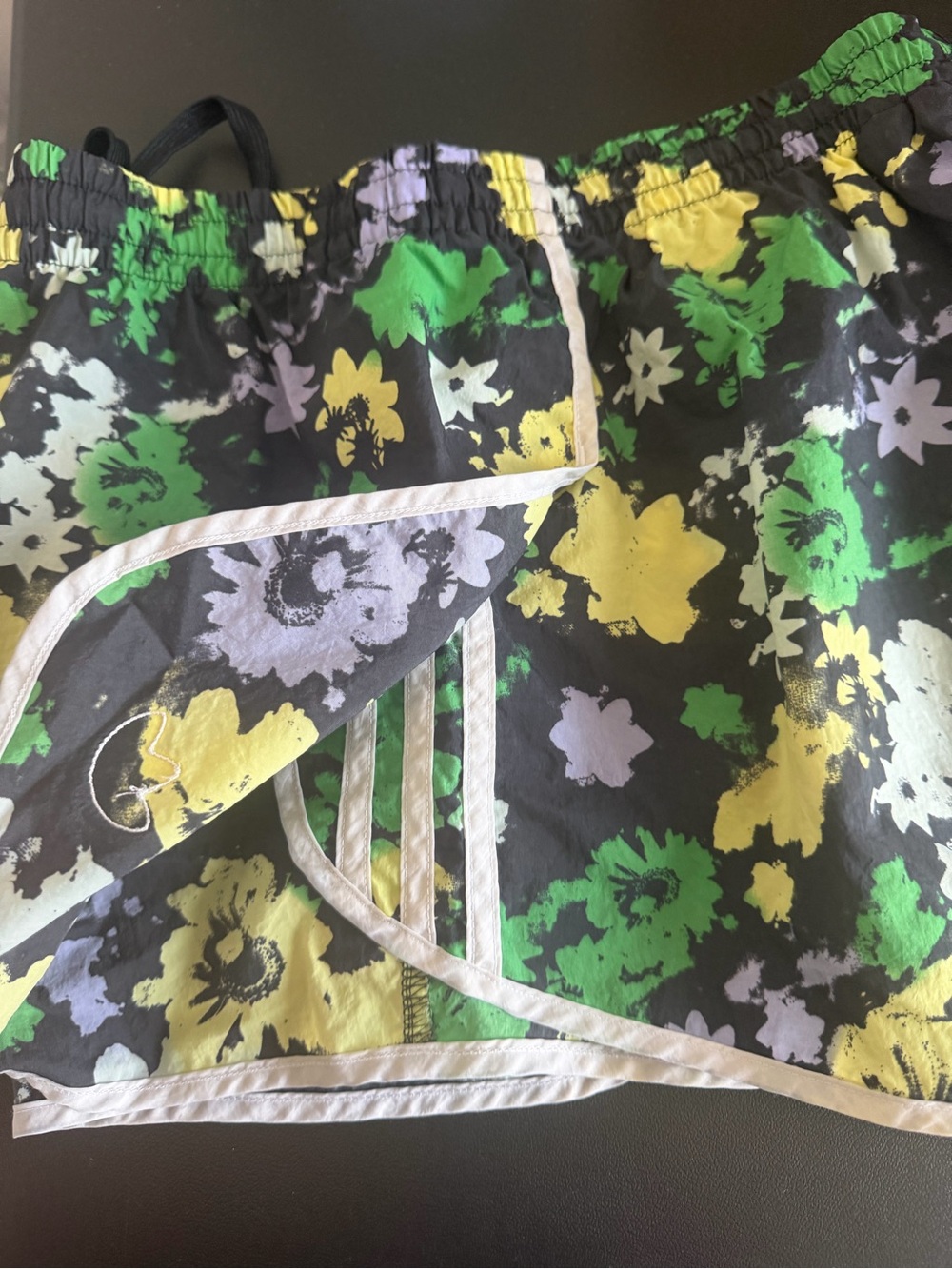 adidas Girls' Floral Athletic Skort in Black, Green & Yellow